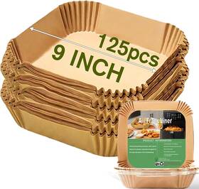 Mutvle 744110101669 Large Air Fryer Disposable Paper Liners Square 9 Inch 125 Pcs Parchment