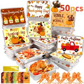 0925-50 Natonhi 50pcs Fall Thanksgiving Leftover Containers With Lids To Go Con