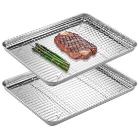 Nav000008uy004c Navaris Half Sheet Baking Pan Breading Trays W Racks - Stainless Steel Nav000008uy004c Navaris Half Sheet Baking Pan Breading Trays W Racks - Stainless Steel