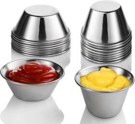 Nechtik 445031470423 24 Pack 2 Sizes Small Sauce Cups Stainless Steel Ramekin Dipping Cup