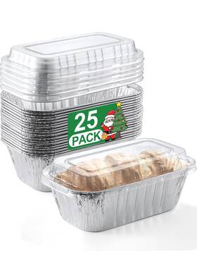 Nk068 Neebake 25 Pack 6x3.5x2 Disposable Aluminum Loaf Pans With Lids - 1 Lb Mini L