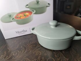100103954 New Martha Stewart Sage Oval Dish Pot Casserole Crock Oven Cocottes Set Of 2