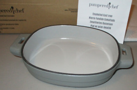100248 New Pampered Chef 1 Quart Gray Enameled Cast Iron Baker Baking Dish Fs 100248 New Pampered Chef 1 Quart Gray Enameled Cast Iron Baker Baking Dish Fs