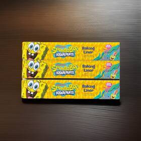 Nickelodeon 042887894020 3pk Spongebob And Patrick Baking Liner Paper Roll Non Stick 9.8ft X 11.8in Sealed