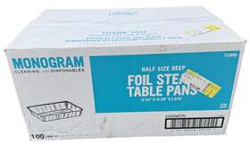 00518 Nicole Fantini Monogram 100 Count Half Size Deep Aluminum Foil Steam Table Pans Disposable