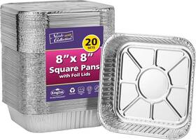 01648 Nicole Home Collection 8x8 Aluminum Pans With Lids 20 Pack 8 Inch Foil Silver