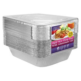 Nicole Home Collection 763615016117 Aluminum Pans With Lids Half Size 9x13 Extra Heavy Duty Disposable Foil
