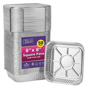 Nicole Home Collection 763615016490 8x8 Aluminum Pans With Lids 50 Pack 8 Inch Foil Covers - Cake Pan