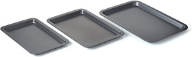 Nifty Set Of 3 Non-stick Cookie And Baking Sheets Coated Steel Nifty Set Of 3 Non-stick Cookie And Baking Sheets Coated Steel