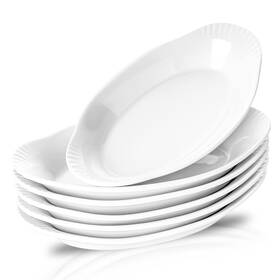 Bd001b Njcharms Oval Au Gratin Baking Dishes For Oven Safe And Microwave Cooking White