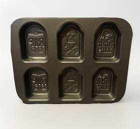 Nordic Ware 011172300287 13.8 Inch X 10.5 Steel Tombstone Halloween Cakelet Cake Pan Black Skull