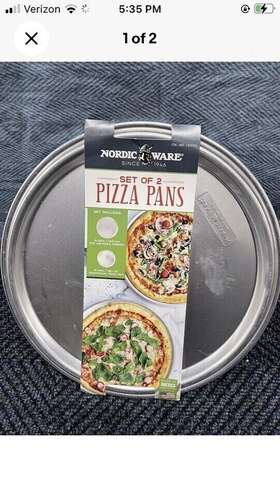 1415701 Nordic Ware 2-pack Pizza Pans 16 Inch Crisper And 15 Traditional Pan. Made In Usa 1415701 Nordic Ware 2-pack Pizza Pans 16 Inch Crisper And 15 Traditional Pan. Made In Usa