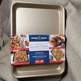 1572559 Nordic Ware Nonstick Golden Quarter Sheet Pans Set Of 4 Approx. Size 12 Inch X 9