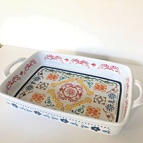 J410 Nordic Ware Baking Dish Scandinavian Collectible Ceramic Lasagna Pan 10 Inch X 14