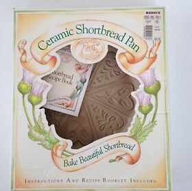 Nos Brown Bag Cookie Art Ceramic Shortbread Pan Hearts And Flowers New In Box