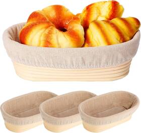 Nuogo 313048850828 4 Pieces 10 Inch Bread Banneton Proofing Basket Oval Shape Nuogo 313048850828 4 Pieces 10 Inch Bread Banneton Proofing Basket Oval Shape