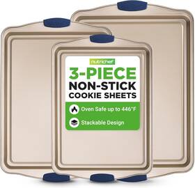 Nutrichef 842893142937 3 Piece Carbon Steel Non-stick Kitchen Oven Bakeware Set Open Box Nutrichef 842893142937 3 Piece Carbon Steel Non-stick Kitchen Oven Bakeware Set Open Box