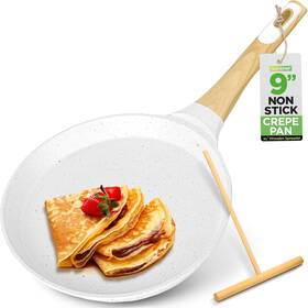 Nutrichef 842893173566 9.45 Inch Non-stick Crepe Pan With Wooden Spreader - White Open Box Nutrichef 842893173566 9.45 Inch Non-stick Crepe Pan With Wooden Spreader - White Open Box