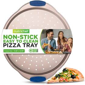 Bkncsbsg60pizzap Nutrichef 13-inch Non-stick Pizza Tray - With Silicone Handle Round Steel Pa