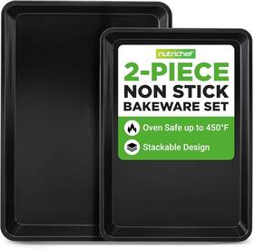 Nc2trbl Nutrichef 2-piece Non-stick Black Cookie Sheets - Set