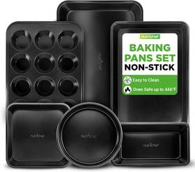 Ncbk6bk Nutrichef Stackable Non-stick Baking Pan Set Carbon Steel Bakeware With Cook Ncbk6bk Nutrichef Stackable Non-stick Baking Pan Set Carbon Steel Bakeware With Cook