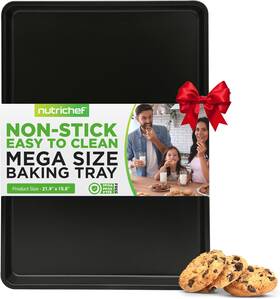 Nclgblk1 Nutrichef Nonstick Xl Cookie Sheet Baking Pan - Extra Large 22 1-pack Black