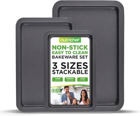 Nczk3b Nutrichef 3-piece Non-stick Cookie Sheets For Baking - Heavy One Size Black Nczk3b Nutrichef 3-piece Non-stick Cookie Sheets For Baking - Heavy One Size Black