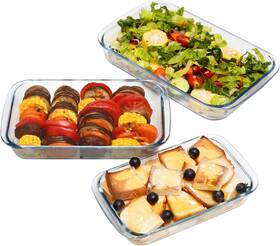 Nutriups 744110220582 Glass Baking Dish Set For Oven Pan Cooking Rectangular Bakewa