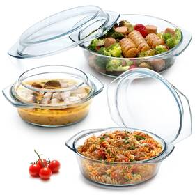 Nutriups 793101207774 Round Glass Casserole Dish Set Casseroles Cookware With Lid