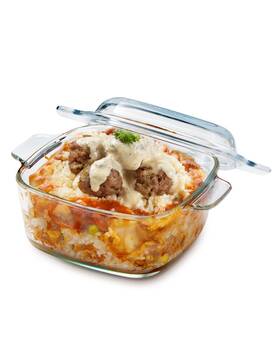 Nutriups 793101207934 1l Glass Casserole Dish For Oven With Lid Square M Inch