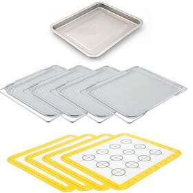 Nuwave 652185268159 Genuine 9-piece Ultimate Baking Kit 1.3 Inch Deep Ss Roasting Tray 4 Racks