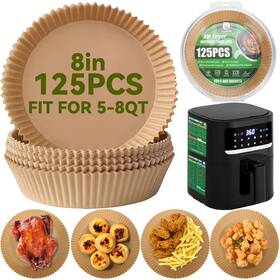 Kpt01e01 Oamceg 125pcs 8 Inch Round Air Fryer Liners Disposable Paper For Baking Cooking Roasting