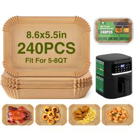 Kpt04e01 Oamceg Air Fryer Liners 240 Pcs Rectangular Non-stick Disposable Paper 2-bas