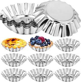 Obtanim 782337126522 Stainless Steel Mini Tart/pie Pans 3 Inch Small Pan Portuguese Tart