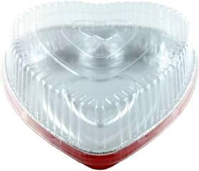 Of America 313034247250 Red Aluminum Heart Shaped Valentine Foil Cake Pan With Clear Dome Lid Pack 10