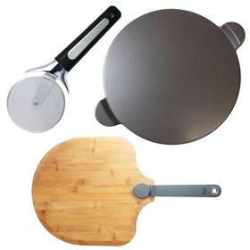 Old Stone 048002000109 Pizza Making Kit Includes 15-inch Round Glazed Bamboo