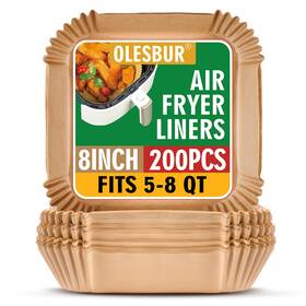 Olesburafl200 Olesbur Disposable Air Fryer Liners 200 Pcs 8-inch Unbleached Parchment Paper