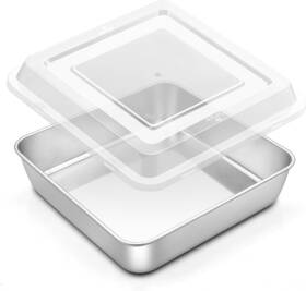 Onader 445009455483 9x9 Inch Square Cake Brownie Baking Pan With Lid Stainless Steel Lasagna