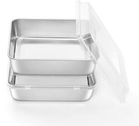 Onader 445035917986 8x8 Inch Square Baking Cake Pan With Lid Set Of 2 Stainless Steel Brownie Lasagn