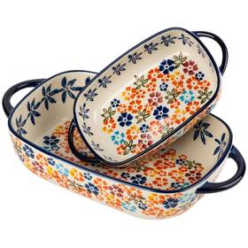 Bc71249-1 Onecci Retro Pastoral Style Ceramic Baking Dish Rectangular Bakeware Set Baki