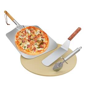 F-fpa5103-al1 Onlyfire Round Pizza Stone Set With Peel Shovel Cutter Ideal For Crisp And Bread F-fpa5103-al1 Onlyfire Round Pizza Stone Set With Peel Shovel Cutter Ideal For Crisp And Bread