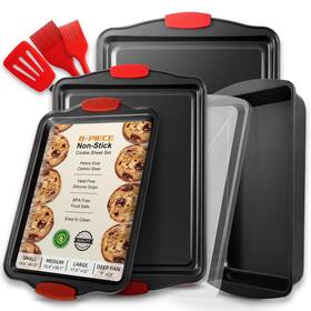 Onpanas 725683983487 Baking Sheet Set 8-piece Cookie With Silicone Handles Steel Bak Inch Onpanas 725683983487 Baking Sheet Set 8-piece Cookie With Silicone Handles Steel Bak Inch