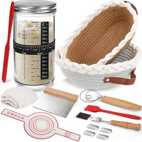 Orv59d0409mbl01 Orwipo Sourdough Starter Kit Banneton Bread Proofing Basket Set With 32oz Jar Dough