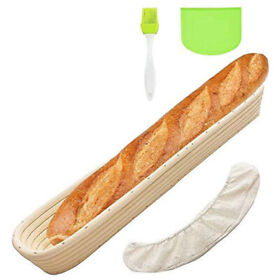I2s3 Oval Ead Banneton Proofing Basket Baking Bowl Set With Dough Scraper Linen