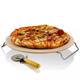 Ovente 711181950328 Ceramic Pizza Stone 13 Thermal Shock Resistance Multi-purpose Rack/handle Free