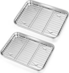 Ssbp-167 P And Chef 10.4 9 Inch Toaster Oven Pans With Racks Set Of 2 Stainless Ssbp-167 P And Chef 10.4 9 Inch Toaster Oven Pans With Racks Set Of 2 Stainless