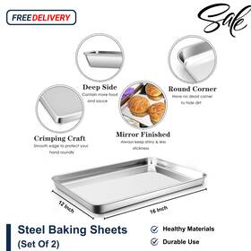 P&p Chef 700721192779 Set Of 2 Stainless Steel Baking Sheets - 16x12x1 Inch Non-toxic Durable Easy Clean