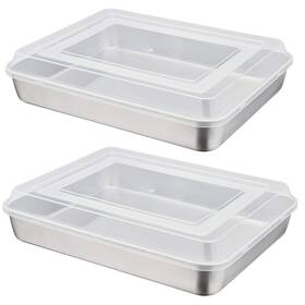 Ssbp-119 P&p Chef Stainless Steel Baking Pan With Lid Rectangular Cake Pans Sheet Bakeware Ssbp-119 P&p Chef Stainless Steel Baking Pan With Lid Rectangular Cake Pans Sheet Bakeware