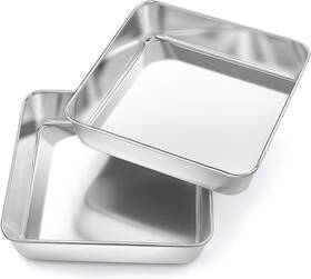 Ssbp-142 P&p Chef 8 Inch Square Baking Cake Pan 2 Pcs Stainless Steel Toaster Oven Pans