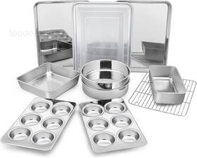 Ssbp-160 P&p Chef Bakeware Sets Of 11 Stainless Steel Baking Pans Set Pcs Silver Ssbp-160 P&p Chef Bakeware Sets Of 11 Stainless Steel Baking Pans Set Pcs Silver